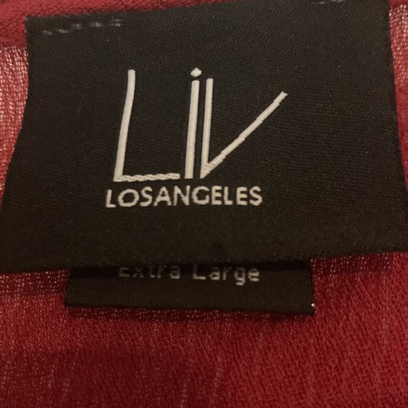 NWOT-LOS ANGELES EX Large shirt- burgundy with ivory lace on top of sleeves - Picture 2 of 6